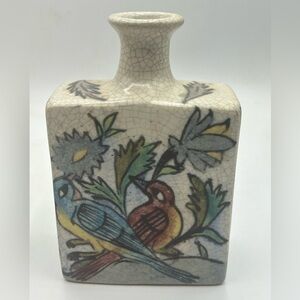 Pottery Barn Multicolor Bird Vase